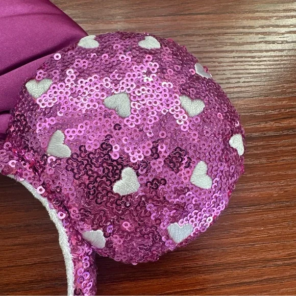 Disney Parks Purple with White Hearts Valentines 2022 Minnie Ears Headband - Picture 9 of 10